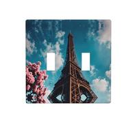 Poezjzw Stylish Tower Pattern Decorative Light Switch Plate Covers 2 Gang Wall Plate Double Toggle Switch Cover 4.5 X 4.5 in