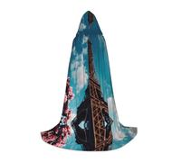 POEZJZW Stylish Tower Pattern Hooded Cloak Robe Costume Cloak For Adult Men Women Christmas Hoodies Cape Cosplay Costumes S