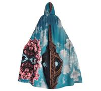 POEZJZW Stylish Tower Pattern Hooded Cloak Robe Costume For Adult Men Women Christmas Hoodies Cape Cosplay Costumes