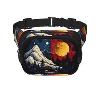 Poezjzw Sun And Moon Coexisting Travel Waist Bag Suitable For Running, Cycling And Outdoor Adventures, Store Mobile Phones And Credit Cards, Black, One Size, Black, One Size