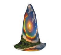 POEZJZW Sun High In The Sky Pattern Hooded Cloak Robe Costume Cloak For Adult Men Women Christmas Hoodies Cape Cosplay Costumes L