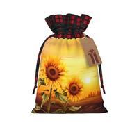 POEZJZW Sunflower At Sunset Drawstring Gift Bag Snack Bag Candy Bag, Perfect For Celebration Christmas Birthdays, Parties Etc