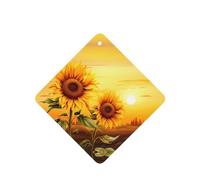 Poezjzw Sunflower At Sunset Pattern Car Air Fresheners 4 Pcs Square Hanging Aromatherapy Tablets Scented Fresheners For Bedroom Bathroom