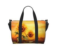 Poezjzw Sunflower At Sunset Travel Duffel Bag Tote Carry On Luggage Bag Water Resistant Weekender Overnight Bags For Foldable, Black, One Size, Black, One Size