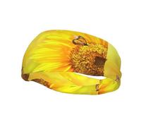 Poezjzw Sunflower Butterfly Sunny Pattern Sports Headband Suitable For Running Yoga Elasticated Moisture Wicking Hairband