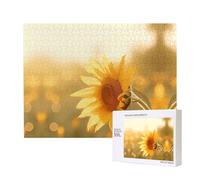 Poezjzw Sunflowers In The Evening Sun Puzzles For Adult 500 Pieces Wooden Jigsaw For Family Friend Home Decor Wall Art 20.4 X 15 In