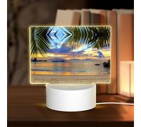 POEZJZW Sunset at The Beach Pattern Led Lamp Base Night Light Acrylic USB 3 Mode for Room Cafe Bar Birthday Party