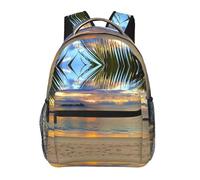 POEZJZW Sunset At The Beach Pattern Lightweight Student Backpack,Laptop Travel Backpack For Girls,Boys,Work College Gifts,Casual Daypacks