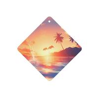 Poezjzw Sunset Dolphin Pattern Car Air Fresheners 4 Pcs Square Hanging Aromatherapy Tablets Scented Fresheners For Bedroom Bathroom