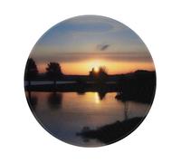 POEZJZW Sunset Pattern Round Mouse Mat, Cute Mouse Pad, Non-Slip Rubber Base With Stitched Edge, Small Size 7.9 X 7.9 Inch