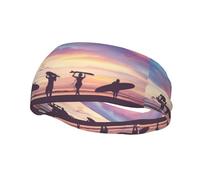 Poezjzw Surfer People Pattern Sports Headband Suitable For Running Yoga Elasticated Moisture Wicking Hairband