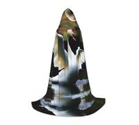POEZJZW Swan Dancing Pattern Hooded Cloak Robe Costume Cloak For Adult Men Women Christmas Hoodies Cape Cosplay Costumes S