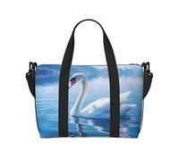 Poezjzw Swan In Lake Travel Duffel Bag Tote Carry On Luggage Bag Water Resistant Weekender Overnight Bags For Foldable, Black, One Size