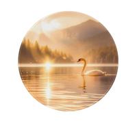 POEZJZW Swan in The Lake Pattern Round Mouse Pad Desktop Protection Mat with Non-Slip Rubber Base 7.9Ã-7.9 in for Home and Office