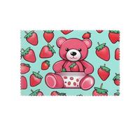Poezjzw Sweet Strawberry Bea Pattern Placemats Set Of 6, 12 X 18 Inch Seasonal Summer Table Mats For Party Kitchen Dining Decoration