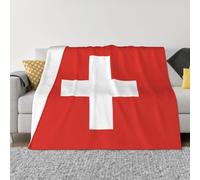 POEZJZW Swiss Flag Pattern Flannel Blanket 80"X60" Blanket For Super Soft Plush For Sofa Bed Couch Camping, And Travel
