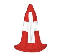 POEZJZW Swiss Flag Pattern Hooded Cloak Robe Costume Cloak For Adult Men Women Christmas Hoodies Cape Cosplay Costumes M