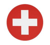 POEZJZW Swiss Flag Pattern Round Mouse Mat, Cute Mouse Pad, Non-Slip Rubber Base With Stitched Edge, Small Size 7.9 X 7.9 Inch