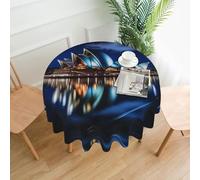 POEZJZW Sydney Opera House Pattern Round Tablecloth 60in Suitable For Dining Tables, Coffee Tables, Parties And Family Events
