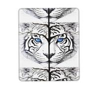 Poezjzw Tall White Tiger Pattern Mouse Pad Non-Slip Rubber Stitched Edges Waterproof Gaming Mouse Mat for Desk Gaming Work Wireless Mice 7 X 8.6 in
