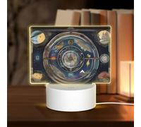 POEZJZW Tarot Compass Pattern Rectangle Acrylic Night Light with USB Cable Adjustable 3 Colors for Restaurant Bar Cafe