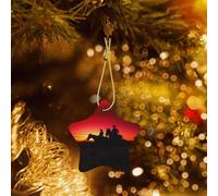 Poezjzw Texas Cowboy Pattern Christmas Star Ceramic Ornaments Christmas Tree Hanging Home Decoration Gatherings Souvenirs