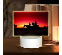 POEZJZW Texas Cowboy Pattern Led Lamp Base Night Light Acrylic USB 3 Mode for Room Cafe Bar Birthday Party