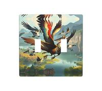 Poezjzw The Birds are Dancing. Pattern Decorative Light Switch Plate Covers 2 Gang Wall Plate Double Toggle Switch Cover 4.5 X 4.5 in