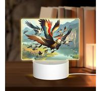 POEZJZW The Birds are Dancing. Pattern Rectangle Acrylic Night Light with USB Cable Adjustable 3 Colors for Restaurant Bar Cafe