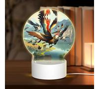 POEZJZW The Birds are Dancing. Pattern Round Acrylic Night Light with USB Cable Adjustable 3 Colors for Restaurant Bar Cafe