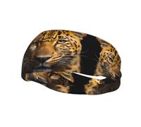 Poezjzw The Deep-Eyed Leopard Pattern Headbands Athletic Baseball Basketball Football Sweatband Breathable Elastic for Sports Running Exercise