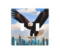 Poezjzw The Eagle with Wings Pattern Decorative Light Switch Plate Covers 2 Gang Wall Plate Double Toggle Switch Cover 4.5 X 4.5 in