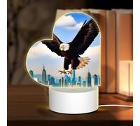 POEZJZW The Eagle with Wings Pattern Heart Shape Acrylic Night Light with USB Cable Adjustable 3 Colors for Restaurant Bar Cafe