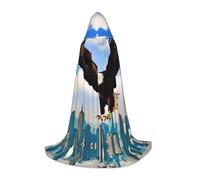 POEZJZW The Eagle With Wings Pattern Hooded Cloak Robe Costume Cloak For Adult Men Women Christmas Hoodies Cape Cosplay Costumes M