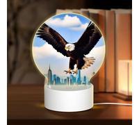 POEZJZW The Eagle with Wings Pattern Round Acrylic Night Light with USB Cable Adjustable 3 Colors for Restaurant Bar Cafe