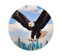 POEZJZW The Eagle With Wings Pattern Round Mouse Mat, Cute Mouse Pad, Non-Slip Rubber Base With Stitched Edge, Small Size 7.9 X 7.9 Inch