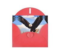 POEZJZW The Eagle With Wings Pearl Paper Christmas Cards, With Red Envelopes, Thank You Cards, Wedding, Valentine'S Day Cards 10-Count