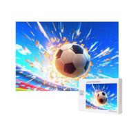 Poezjzw The Flying Soccer Ball Puzzles For Adult 300 Pieces Wooden Jigsaw For Family Friend Home Decor Wall Art 15.7 X 11in