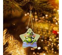 Poezjzw The Funny Frog Doing Yoga Pattern Christmas Ceramic Pendant Decorations Suitable For Home Shopping Malls And Holiday Celebrations