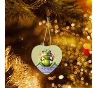 Poezjzw The Funny Frog Doing Yoga Pattern Christmas Ceramic Pendant Decorations Suitable For Home Shopping Malls And Holiday Celebrations