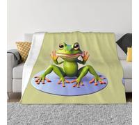 POEZJZW The Funny Frog Doing Yoga Pattern Flannel Blanket 50"X40" Blanket For Super Soft Plush For Sofa Bed Couch Camping, And Travel