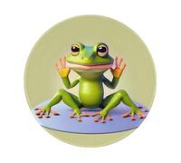 POEZJZW The Funny Frog Doing Yoga Pattern Round Mouse Pad Desktop Protection Mat with Non-Slip Rubber Base 7.9Ã-7.9 in for Home and Office