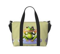 Poezjzw The Funny Frog Doing Yoga Travel Duffle Bag Weekender Carry On Tote Bags For Women Hospital Bags For Labor And Delivery Overnight Luggage Bag, Black, One Size, Black, One Size