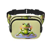 Poezjzw The Funny Frog Doing Yoga Travel Waist Bag Suitable For Running, Cycling And Outdoor Adventures, Store Mobile Phones And Credit Cards, Black, One Size