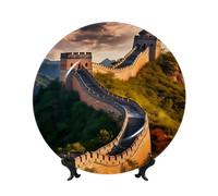 POEZJZW The Great Wall of China Bone China Decorative Plate, Smooth and Non-Injurious to Hands, Classic Artwork Suitable for Home and Office 8in