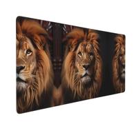 Poezjzw The Lion's Gaze Long Gaming Mouse Pad Large Desk Pad Keyboard Mat with Stitched Edges for Gaming and Office 16x35.5in