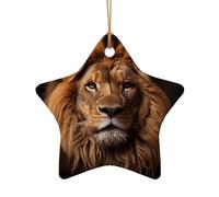 Poezjzw The Lion'S Gaze Pattern Ceramic Star Shape Christmas Tree Ornaments, Family New Year Home Souvenirs For Gatherings
