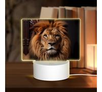 POEZJZW The Lion's Gaze Pattern Rectangular Acrylic Night Light Touch Switch Accent for Bookshelves Desks Nightstands