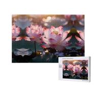 Poezjzw The Lotus In Full Bloom Puzzles For Adult 1000 Pieces Wooden Jigsaw For Family Friend Home Decor Wall Art 29.5 X 19.7 In