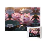 Poezjzw The Lotus In Full Bloom Puzzles For Adult 300 Pieces Wooden Jigsaw For Family Friend Home Decor Wall Art 15.7 X 11in